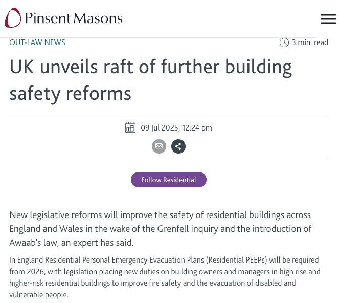 Pinsent Masons — building safety